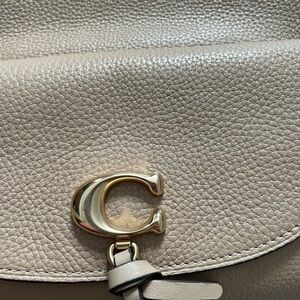 Tan COACH Shoulder Bag with Gold Hardware
